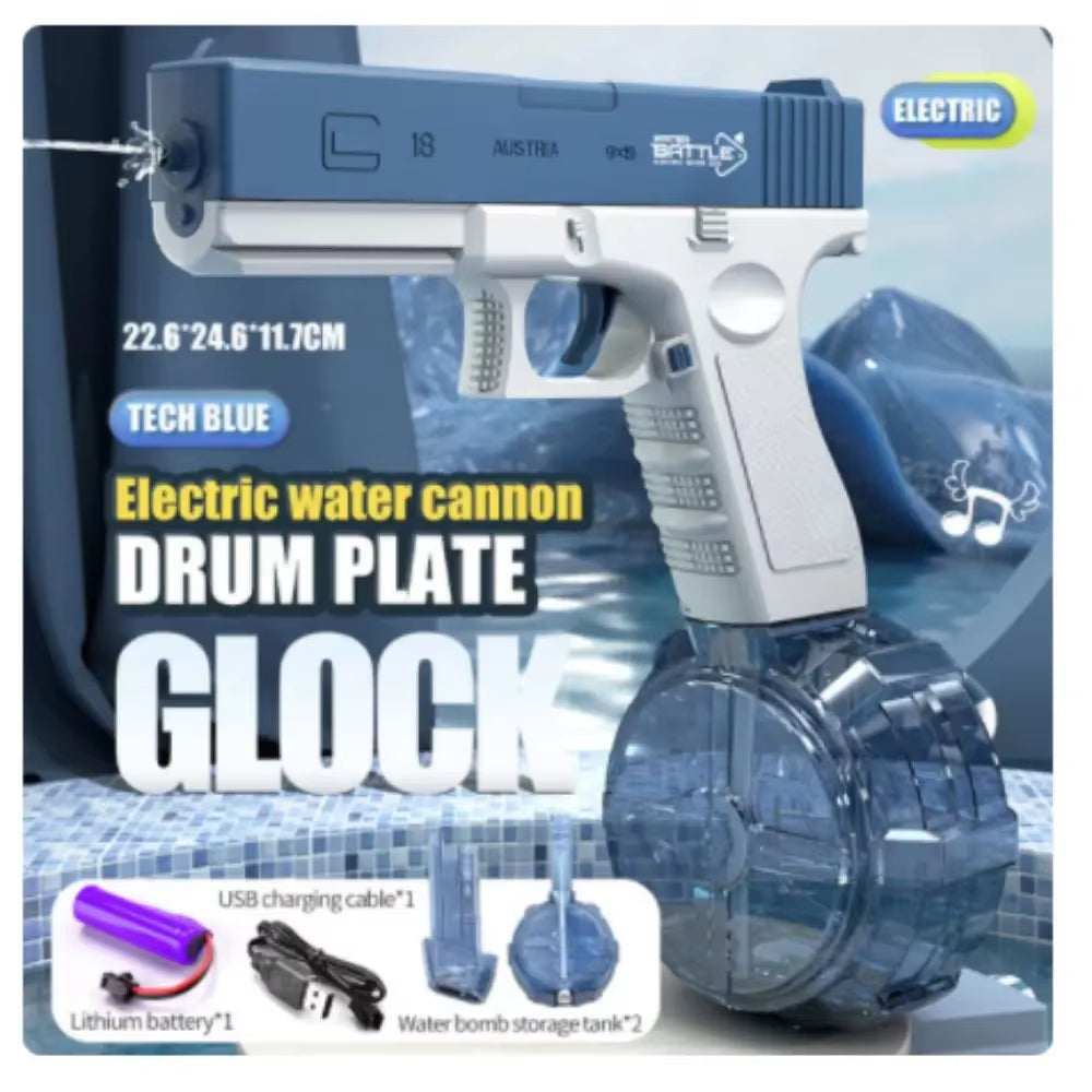 2025 New Water Gun Electric Glock Pistol Shooting Toy Full Automatic Summer Water Beach Toy for Kids Boys Girls Adults