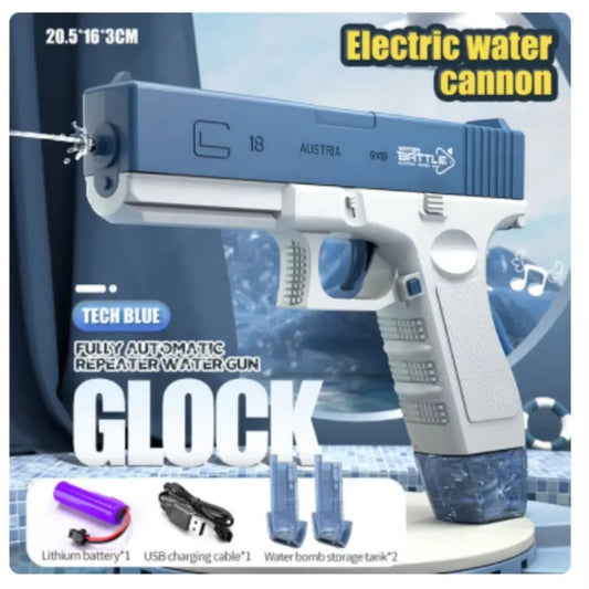 2025 New Water Gun Electric Glock Pistol Shooting Toy Full Automatic Summer Water Beach Toy for Kids Boys Girls Adults
